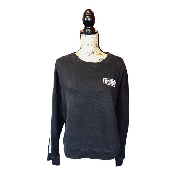 Victoria’s Secret PINK Pullover Black Sweatshirt Size L - Picture 1 of 4